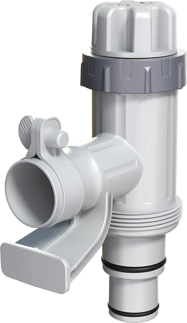 Patented Plunger Valve for Above Ground Swimming Pool, Pool Replacement Parts with On-Off Valve, Pool Hose Adapter and Pool Pipe Holder, Pool Pump Parts, Above Ground Pool Accessories, 1 Pack