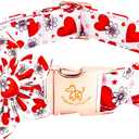 Elegant little tail Valentine's Dog Collar with Flower, Cute Flower with Heart Pet Collars Holiday Female Adjustable Cotton Pet Collar with Flowers for Small Medium Large Dogs (X-Small (Pack of 1))