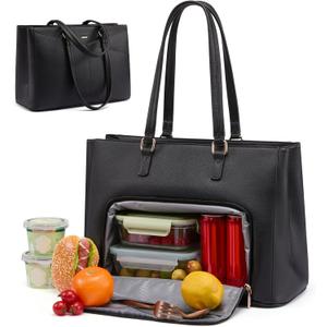 LOVEVOOK Lunch Tote Bag for Women, Laptop Bag for Work with Insulated Lunch Compartment 15.6 Inch 2 in 1 Lunch Tote Large Capacity Computer Handbag for Work, Teacher, Nurse, Office, Casual
