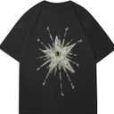 Women's Star Eye Graphic Y2K Shirts Short Sleeve Crew Neck Casual Tee Tops (X-Large, Black)