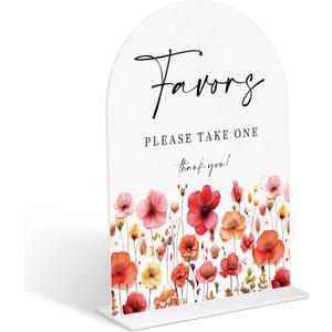 3 x Acrylic Wedding Signs Favors Please Take One Sign for Ceremony and Reception, 6x8" Arch Acrylic Table Decor, Love Is In Bloom & Baby In Bloom Decorations for Baby Shower Bridal Shower Engagement Party, (Mix)