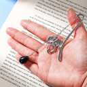 7 x Vintage Bookmark with Dragon Drop Black Crystal Stones Pendant Silver Metal Dragon Chain,Handmade Bookmarks for Reading Women,Men,Book Lovers,Girls,Teens,Teachers and Students(Opal)