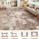 kakania Abstract 8x11 Area Rugs for Living Room: Washable Rugs Brown | Soft, Non-Slip, Low-Pile, Pet & Kid Friendly - Large Modern Home Decor Carpet for Bedroom/Dining Room/Office/Nursery