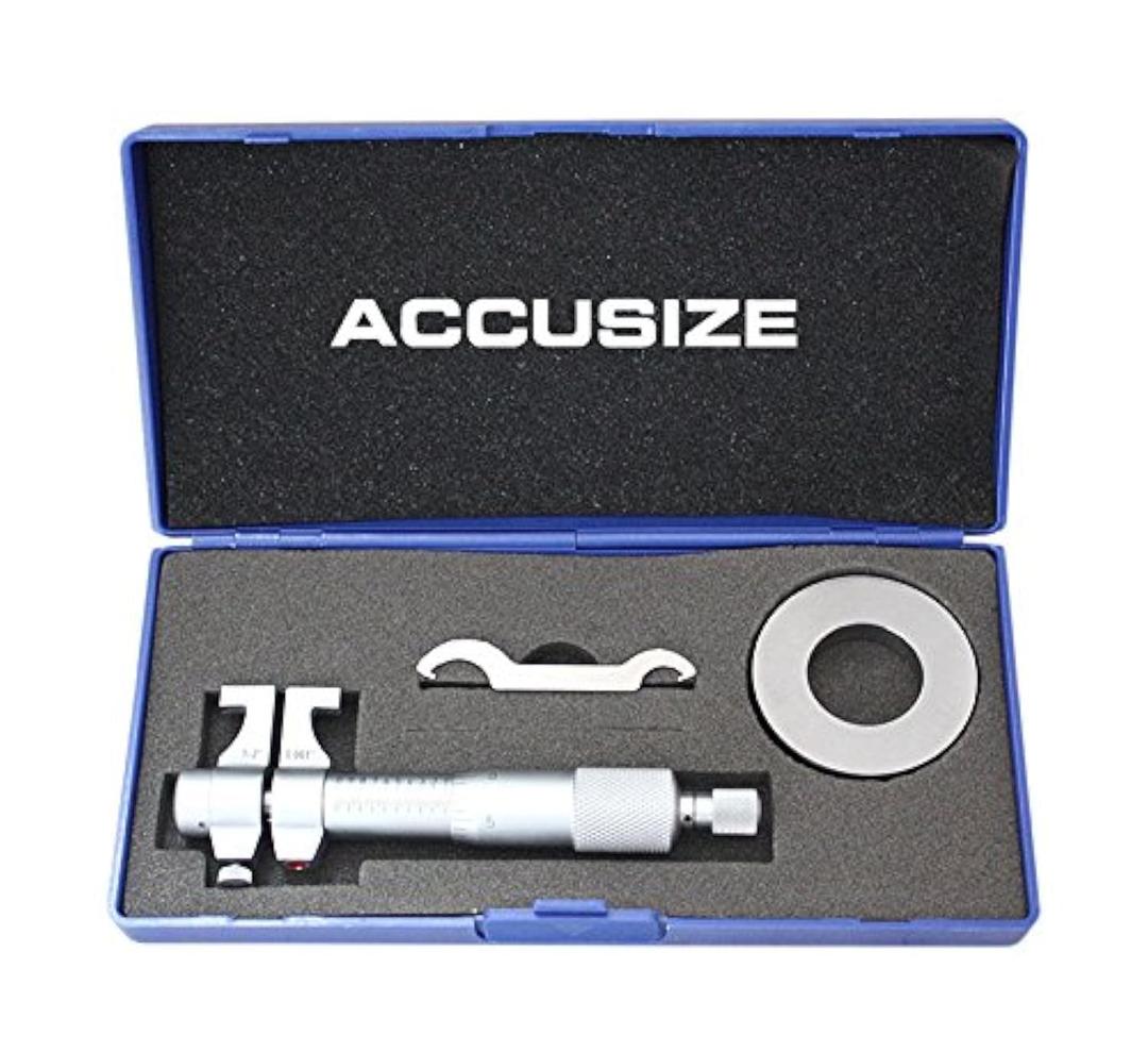 Accusize Industrial Tools 1-2'' by 0.001'' Inside Micrometer in Fitted Case, Satin Chrome Finished, Eg00-3222