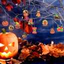 2 x 24 Pcs Vintage Halloween Hanging Ornaments - Wooden Pumpkin Witch Ghost Decorations - Orange - Halloween Party Gift