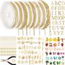 Quelay 8 Rolls 26.2 Feet Gold Chains for Jewelry Making DIY Necklace Bracelet Chains Bulk with 106 Bracelet Charms 350 Jump Rings 80 Lobster Clasps Jump Ring Opener Matching Pliers Accessories