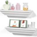 Alsonerbay Floating Shelves - White Rustic Wall Shelves, 2 Pack (17 Inch) for Bedroom, Living Room, Bathroom (3 Inch Height)