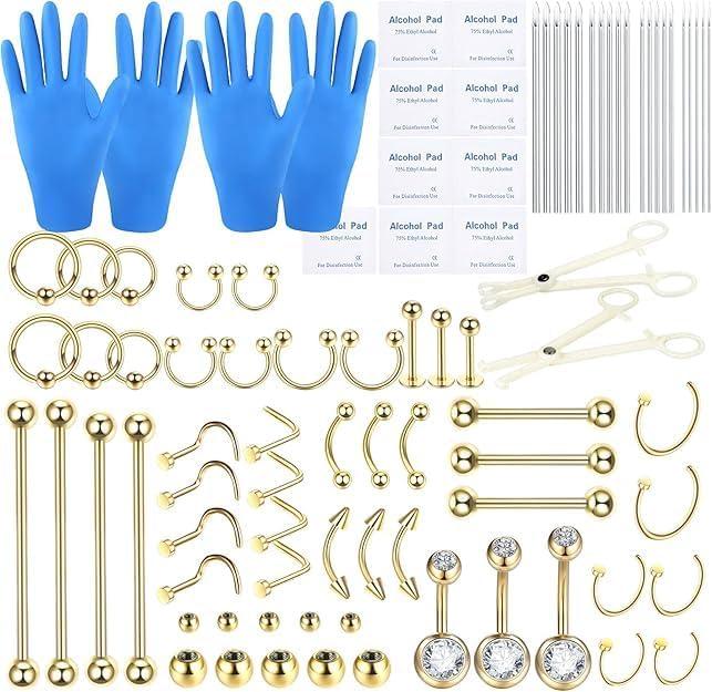 Xpircn Piercing Kits Stainless Steel 20G 18G 16G 14G 12G Lip Nose Tongue Tragus Cartilage Daith Eyebrow Belly Button Rings Clear Retainer Piercing Jewelry