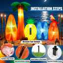 6.5 ft Inflatable Aloha Sign with Palm Tree, Pineapple and Surfboards, Outdoor Luau Party Decoration with Built in LED Lights, Blower and Ground Stakes for Beach Pool Tropical Hawaiian Yard