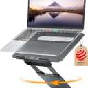 Nulaxy Telescopic 360 Rotating Laptop Stand for Desk Adjustable Height Swivel Pull Out Design Ergonomic Laptop Riser Standing Desk Converter Fits All 10-17" Laptops Computer MacBook, Gray