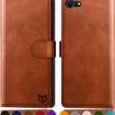 SUANPOT for iPhone 7/8/SE2/SE 3rd 2020/2022 4.7" RFID Blocking Wallet case Credit Card Holder,Flip Book PU Leather Phone case Cover Cellphone Women Men for Apple iPhone SE3 case Wallet Light Brown