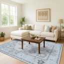 Fame Living Cream Beige Oushak Rug, Modern, Vintage, Turkish, Eclectic, Floral, Pastel, Washable, Large Area Rugs for Living Room, Dining, Bedroom, Girls, Boys, 7'5"x9'8", 7'6" x 9'11"
