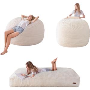 MAXYOYO Giant Bean Bag Chair Bed for Adults, Convertible Beanbag Folds from Lazy Chair to Floor Mattress Bed, Large Floor Sofa Couch, Big Sofa Bed, High-Density Foam Filling, Machine Washable, Twin