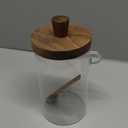 Glass Jars Containers with Wooden Handles Lids and Scoop Clear Canister Jars Set with Spoon for Kitchen Food Storage Coffee Tea Sugar Decorative Countertop Organization Jars 25 oz