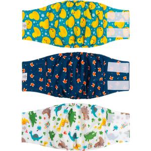 CuteBone Belly Wrap Male Dog Washable Puppy Diapers Reusable Doggie Diapers Medium 3pcs a Pack DM02M (M(14"-17"))