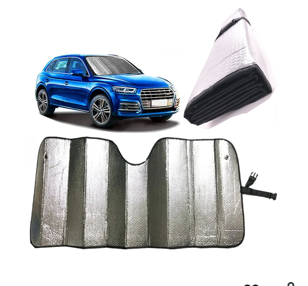 Car Windshield Sunshade-Thicken 5-Layer Bubble Block Heat and Sun UV Rays,Front Windshield Sun Shade- Keeps Your Vehicle Cool - 58 x 27.5 Inch, Sliver