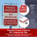 SmartSign Private Property No Trespassing Sign, Violators Prosecuted Sign, 12 x 18 Inches 3M High Intensity Grade Reflective Aluminum, USA Made