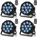 Rechargeable Par Lights, RGBW LED Uplights Battery Powered Stage Light, HOLDLAMP Par Can DJ Lights Sound Activated with Remote & DMX Control for Festival Party Event Wedding Bar. 4 Packs