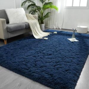 FlyDOIT 8x10 Feet Large Area Rugs for Living Room, Navy Blue Shaggy Rug Fluffy Throw Carpets, Ultra Soft Plush Modern Indoor Fuzzy Rugs for Bedroom Girls Kids Nursery Room Dorm Home Decor