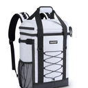 Cooler Backpack, 36 Cans Multifunctional Leakproof Cooler Backpack with Padded Top Handle, Mesh Pocket for Camping BBQ (White & Black)