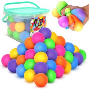 KLT Stress Balls Bulk for Kids and Adults: 32 Pack Mini Squishy Ball for Anxiety Relief - Color Changing Sensory Fidget Toy for Autism Kids Calming - Small Prizes for Student Classroom (1.8")