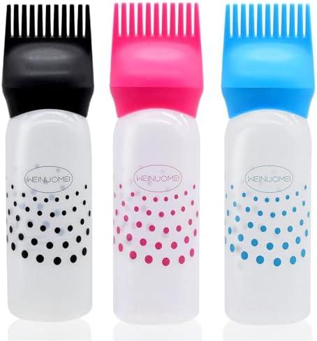 Root Comb Applicator Bottle: 6 Ounce Hair Dye Applicator Brush, Scalp Oil applicator, Hair Root Comb Color with Graduated Scale, 3Pack, 2 Sets