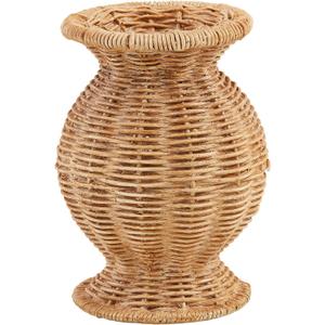 Mud Pie Wide Resin Basket Weave Vase; 6 1/2" x 4 1/4" Dia