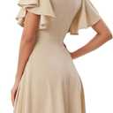 Bridesmay Women's Formal Wedding Guest Dress for Women 2026 Short Sleeve Fit and Flare Tea Party Dresses (Beige, XXXL)