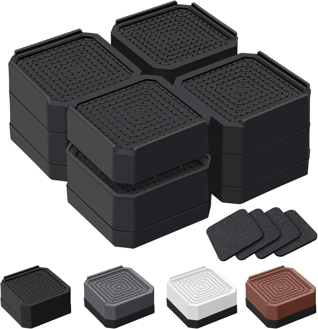 ANNKUT Bed Risers and Furniture Risers, Heavy Duty Adjustable Lifting Blocks for Couches, Desks, and Chairs, Elevates 1.5 or 3 Inches, Holds up to 4000 lbs (Black)