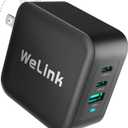 WeLink 100W USB C Charger, GaN PPS 3-Port Fast Compact Foldable USB C Charger Block for MacBook, iPad Pro, Galaxy S24, iPhone 16/15 and More
