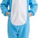 Gorkonpy Axolotl Costume Kids Girls Animal Onesie Pajamas Halloween Party Dress Up (Blue, 6-7 Years)