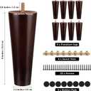 Ruisita 8 Pieces Furniture Couch Legs 6 Inch Round Solid Wood Sofa Legs with M8 T-Nuts Natural Wooden Couch Legs Replacement Leg for Armchair Cabinet Chair Footstool, Mid Century Modern Dresser, Brown
