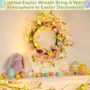 Timer - 20 Inch Easter Wreaths for Front Door Easter Decorations, Easter Wreath with 20 LED Lights Colorful Eggs Flowers Leaves Berried Spring Wreath Decor for Home Holiday Farmhouse Indoor Outdoor