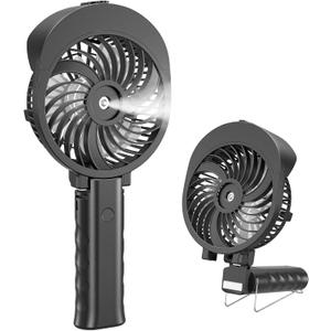 HandFan Handheld Fan, Water Cooled, USB Rechargeable Battery, with 3 Speeds Mini Table Fan 2 in 1 with Laptop Sockets for Travel, Home (Black)