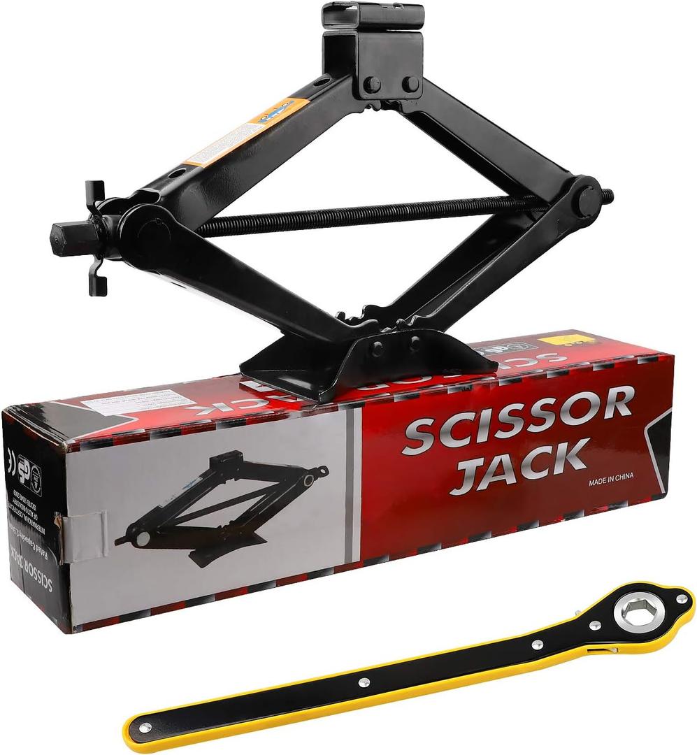 CPROSP Scissor Jack 2 Tons(4,409 lbs) Capacity with Ratchet Handle Effort Saving Just for Emergency Use, not for Weekly Projects