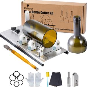 Glass Bottle Cutter, Upgrade Bottle Cutter & Glass Cutter Kit for Bottles, Wine Glass Bottle Cutter Tool to Cut Bottles Wine Beer Liquor Whiskey Champagne (Only for Round Bottles) (Silver)