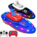 RC Battle Boat 2-Pack with Water Spray, Remote Control Boat Toys Dual Combat Modes, LED Lights - for Pools, Lakes, Outdoor Fun - Gift for Boys, Kids, Adults