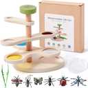 Insect Observation Kit for Kids, Multi-Magnification Rotating Viewer with Color Filters, Wooden STEM Nature Exploration Science Toy with Tweezers, Petri Dish and 6 Insect Models, Gift for Ages 4-8