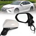 Left Driver side Mirror Fits 2018-2024 Toyota Camry with Power Glass, Heated, Turn Signal, Blind Spot Detection and Manual Folding Match to White Replace 8794006840(7Pins)