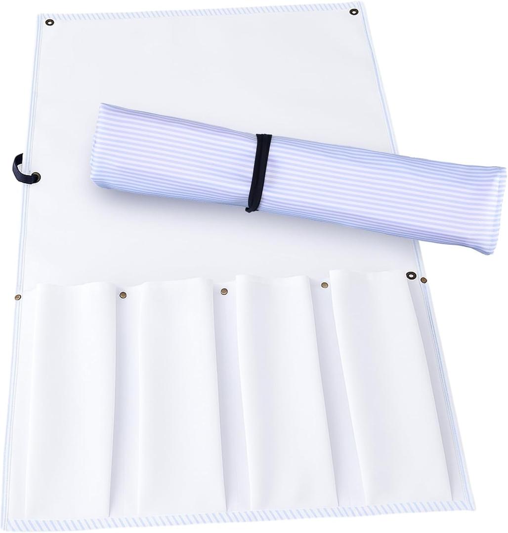 1 Pcs Mahjong Bags Protective Sleeve for Mahjong Racks and Pushers Blue and White Stripe Printed Tile Bag Accessory 20 Inch, Empty Mah Jong Bag Only (Trendy,Lake Blue)