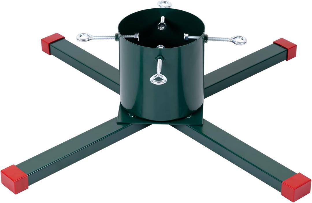 Christmas Tree Stand for Live Tree, Heavy-Duty Metal Christmas Tree Holder With Spike for 2-6ft Tall Fresh Tree, Christmas Tree Base Stand for Real Tree, Seasonal Decor (Green)
