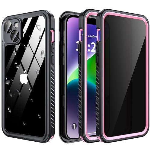 AMILIFECASES for iPhone 14 Plus Case Waterproof - Built-in Privacy Screen Protector & HD Screen Protector [IP68 Underwater] Shockproof Dustproof Full Body Protection iPhone 14 Plus Phone Case Pink