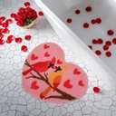 Valentines Day Cardinal Bathroom Rug Pink Heart Bath Mat Valentines Bathroom Decor Rugs 25.6 x 20.2 Inch for Tub Home Living Room