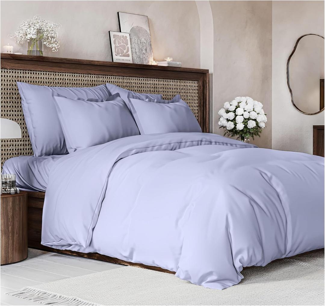 Duvet Cover Full Size Set - Extra Soft Full Size Duvet Cover 80 x 90 with 2 Pillow Shams - Hotel Luxury Easy Care and Fade Free with Zipper Closures & Ties - Comfy Breathable Bedding Set (Lavender) (36 - Lavender (No Comforter))