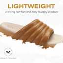 GPOS Womens Slides with Memory Foam Soft Cushioned Cozy House Slippers for Woman Comfy Open Toe Ladies Sandals Leather Slip on Bedroom Shoes Plantar Fasciitis Indoor Outdoor (8, Allkhaki)