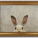 Vintage Gold Framed Easter Bunny Wall Art - Rustic Neutral Rabbit Canvas Prints, Framed Cottagecore Picture Wall Decor for Kids Room, Living Room, Bedroom, Easter Dcor-9x11 inch
