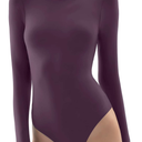 PUMIEY Women's Crew Neck Long Sleeve Bodysuit Second-skin Feel Tops Smoke Cloud Collection L