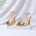 Susanny High Heels for Women Pointed Open Toe Strappy Chunky Block Heels Ankle Strap Stiletto Kitten Heeled Sandals Wedding Bridal Party Prom Sexy Dress Shoes Size 6