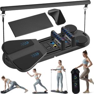 Pilates Reformer Set - Pilates Board for Home Workout, All in One Pilates Equipment with Timer, Home Pilates Machine Kit, Exercise Board, Ab Core Trainer, Core Workout Equipment (Black)