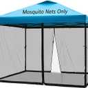 10x10 Mosquito Netting for Patio Camping Gazebo/Pop Up Canopy Tent,Double Door Side Screen Easy Installation Black（Only Mosquito Net No Frame） (Embedded 10x10)  